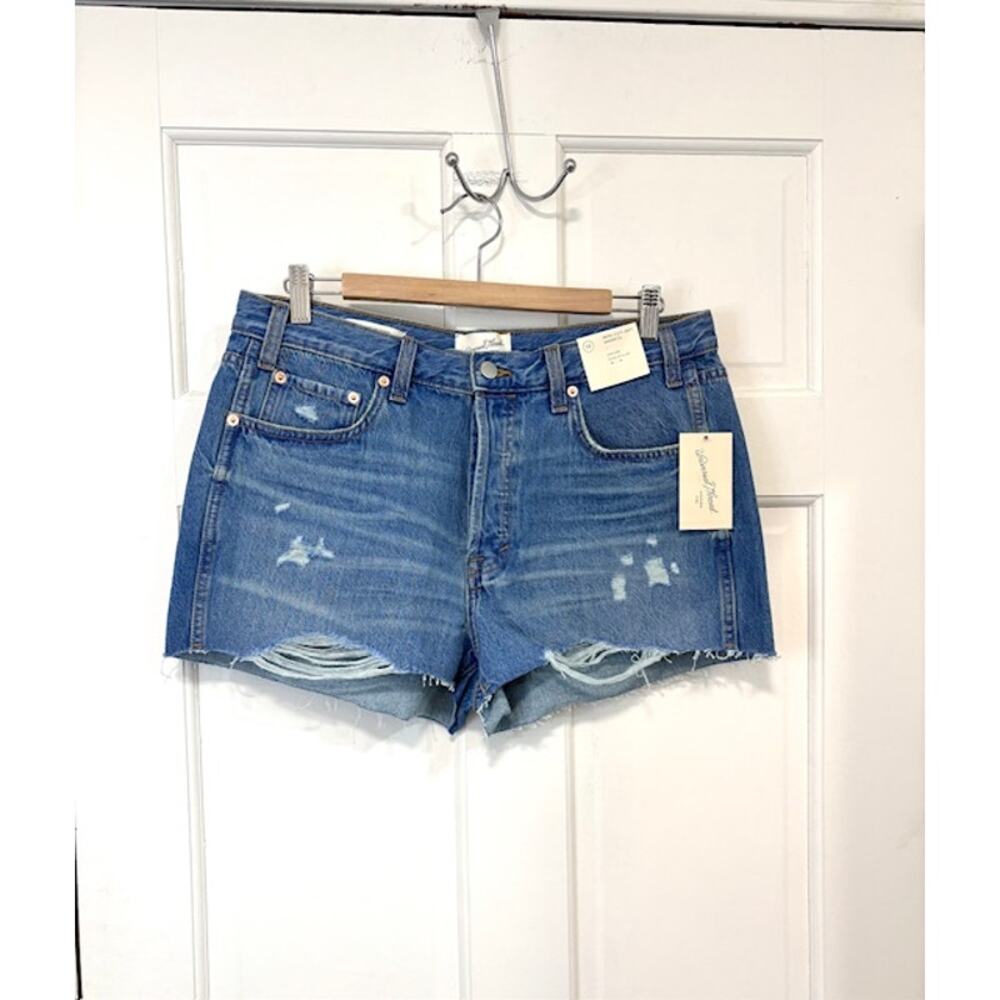 Universal Thread Jean Shorts Sz 12 Blue Mini Cut‎ Off High Rise Button Fly NWT
